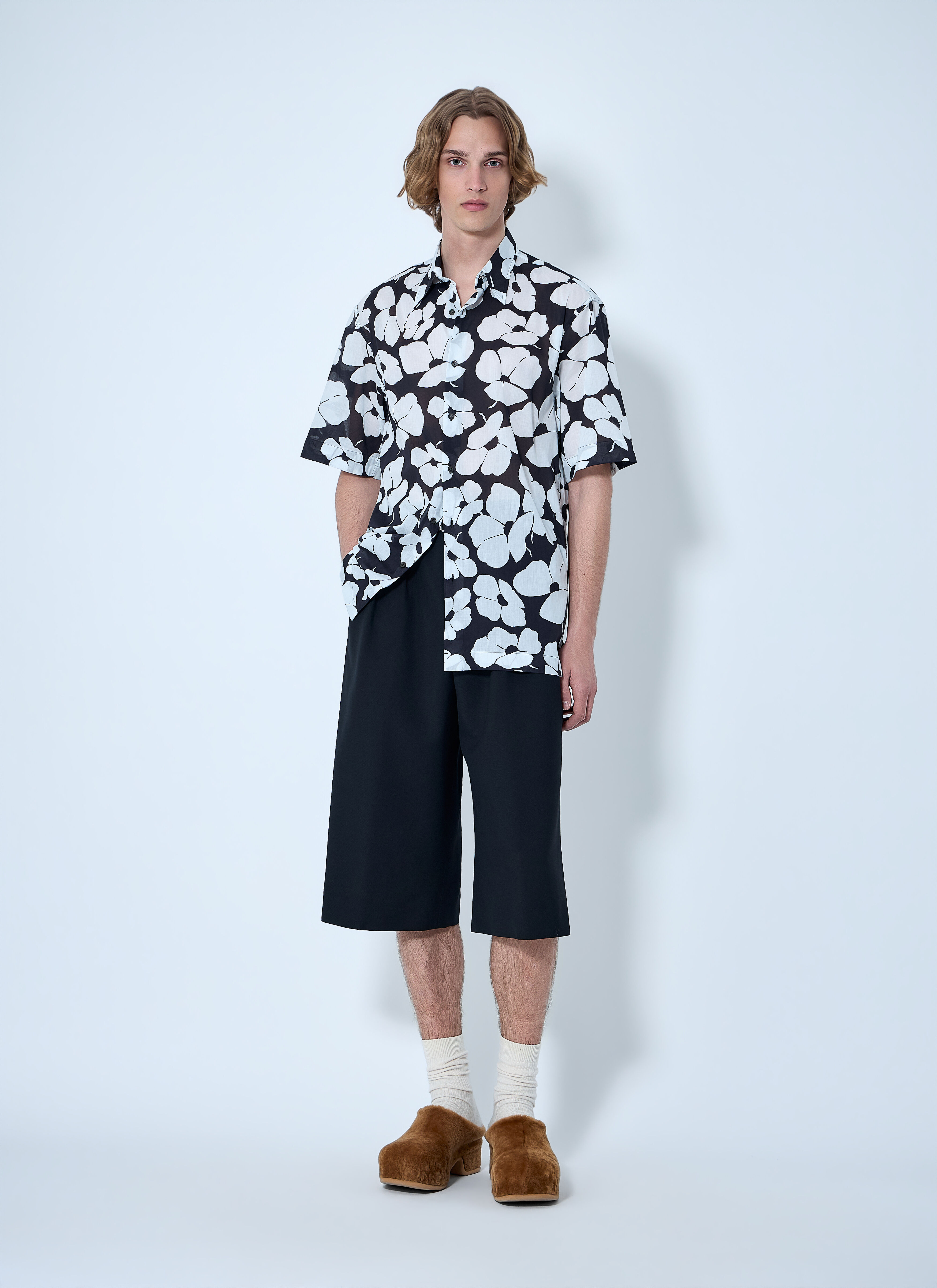 Dries Van Noten Men's' Floral Short-Sleeve Shirt in Black | LN-CC®