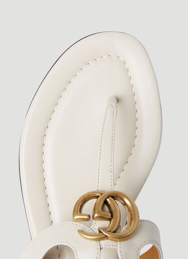 Gucci Double G Thong Leather Sandals White guc0253133