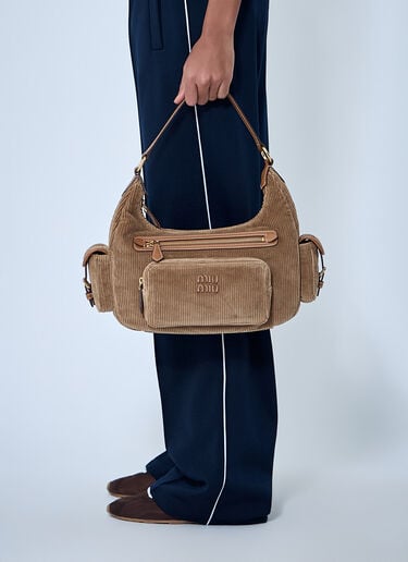 Miu Miu Corduroy Pocket Shoulder Bag Brown miu0263034
