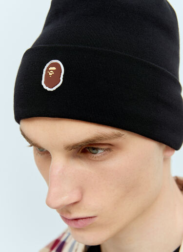 A BATHING APE® Logo Patch Beanie Black aba0156015