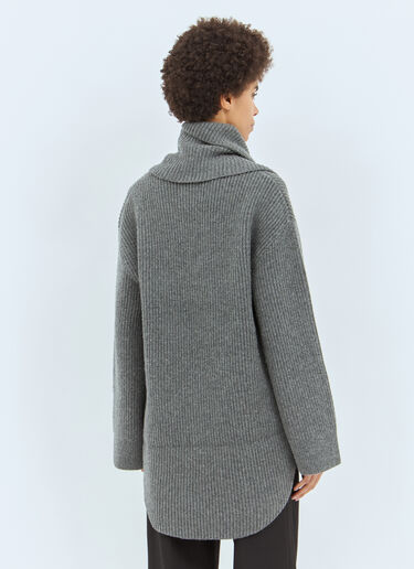 TOTEME Long-Scarf Wool Sweater Grey tot0258010