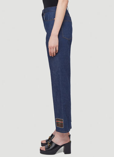 Gucci Logo-Patch Cropped Jeans Blue guc0241021
