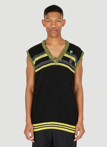 Raf Simons x Fred Perry Stripe Knit Sleeveless Sweater Black rsf0147004