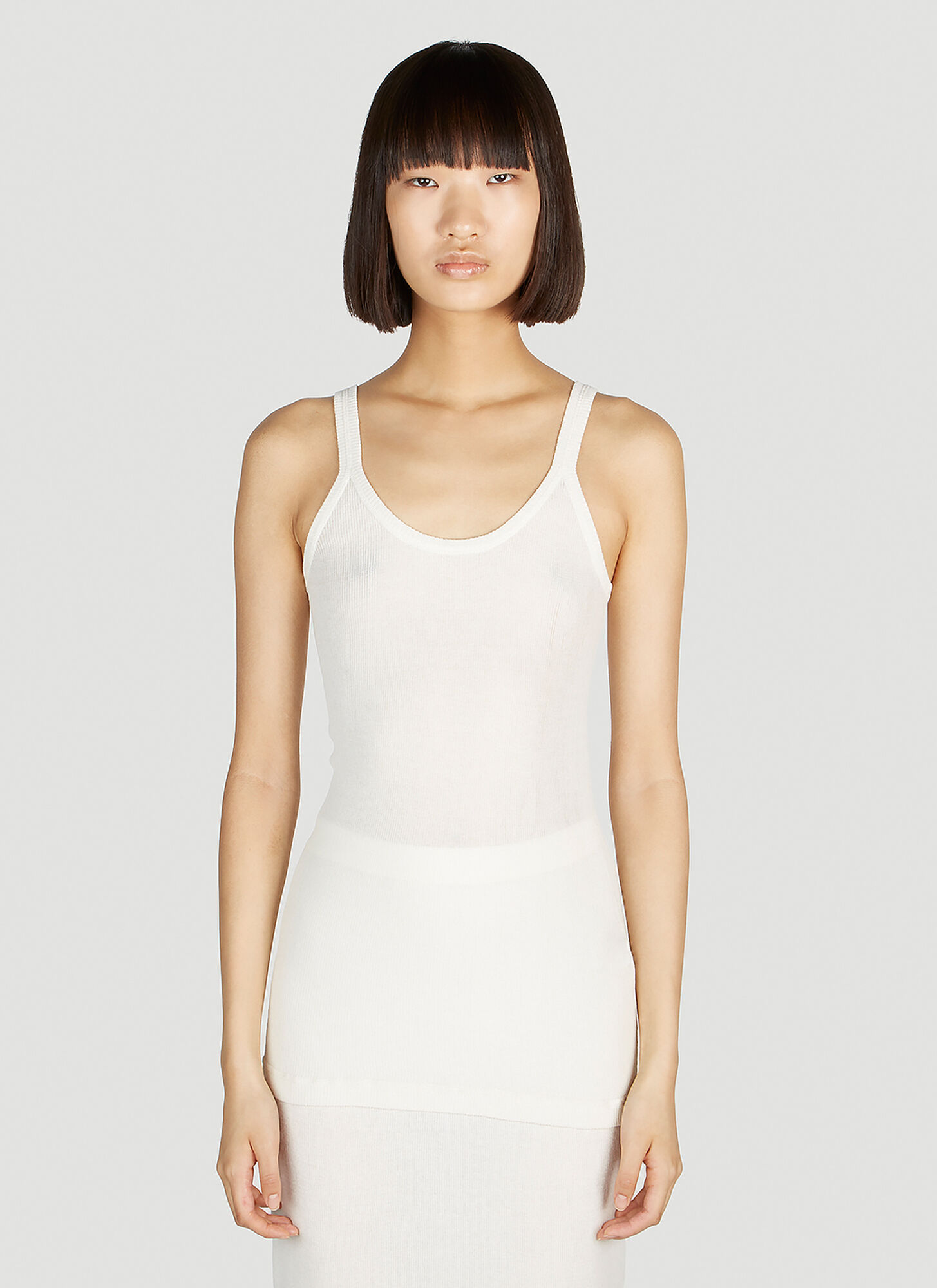 Bottega Veneta Slim Fit Light Cotton Tank Top In White