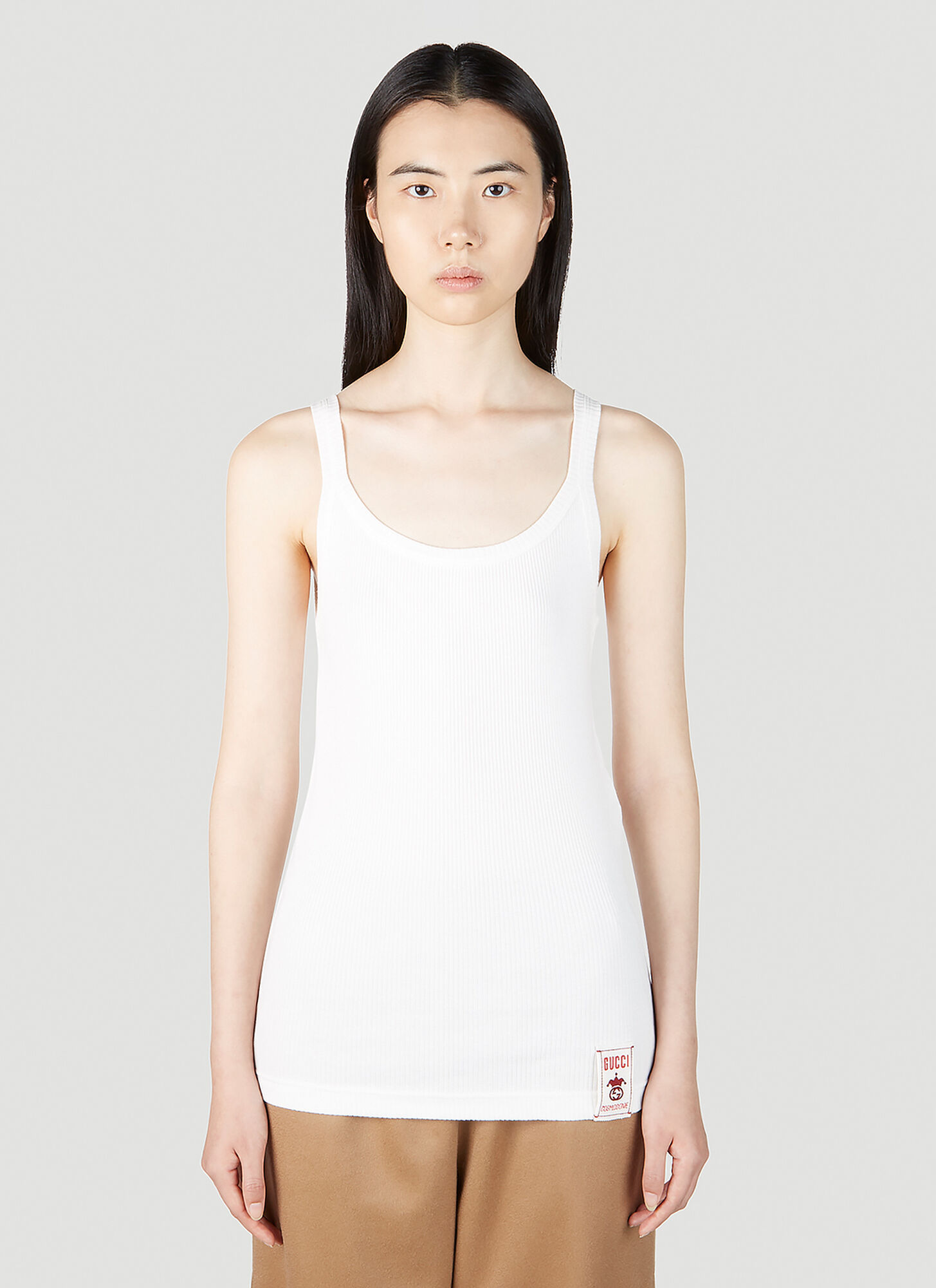 GUCCI GUCCI RIBBED TANK TOP FEMALE WHITEFEMALE