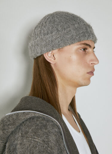 Our Legacy Fuzzy Beanie Hat Grey our0354007