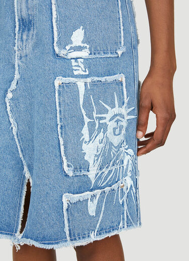Lourdes Raw Edge Multi Pocket Skirt Blue lou0249006