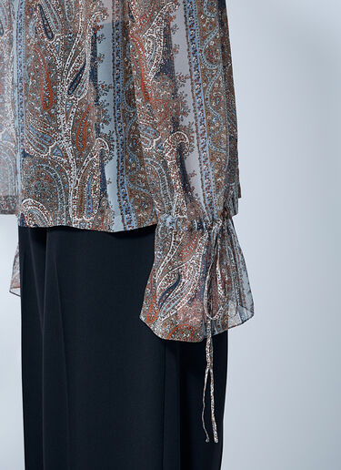 Saint Laurent ペイズリー シルクジョーゼットブラウス  ブラウン sla0259016