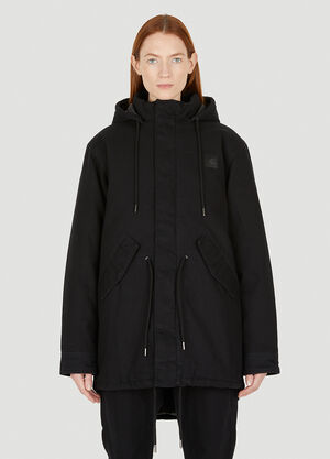 WARDROBE.NYC Hooded Logo Patch Coat Black war0246034