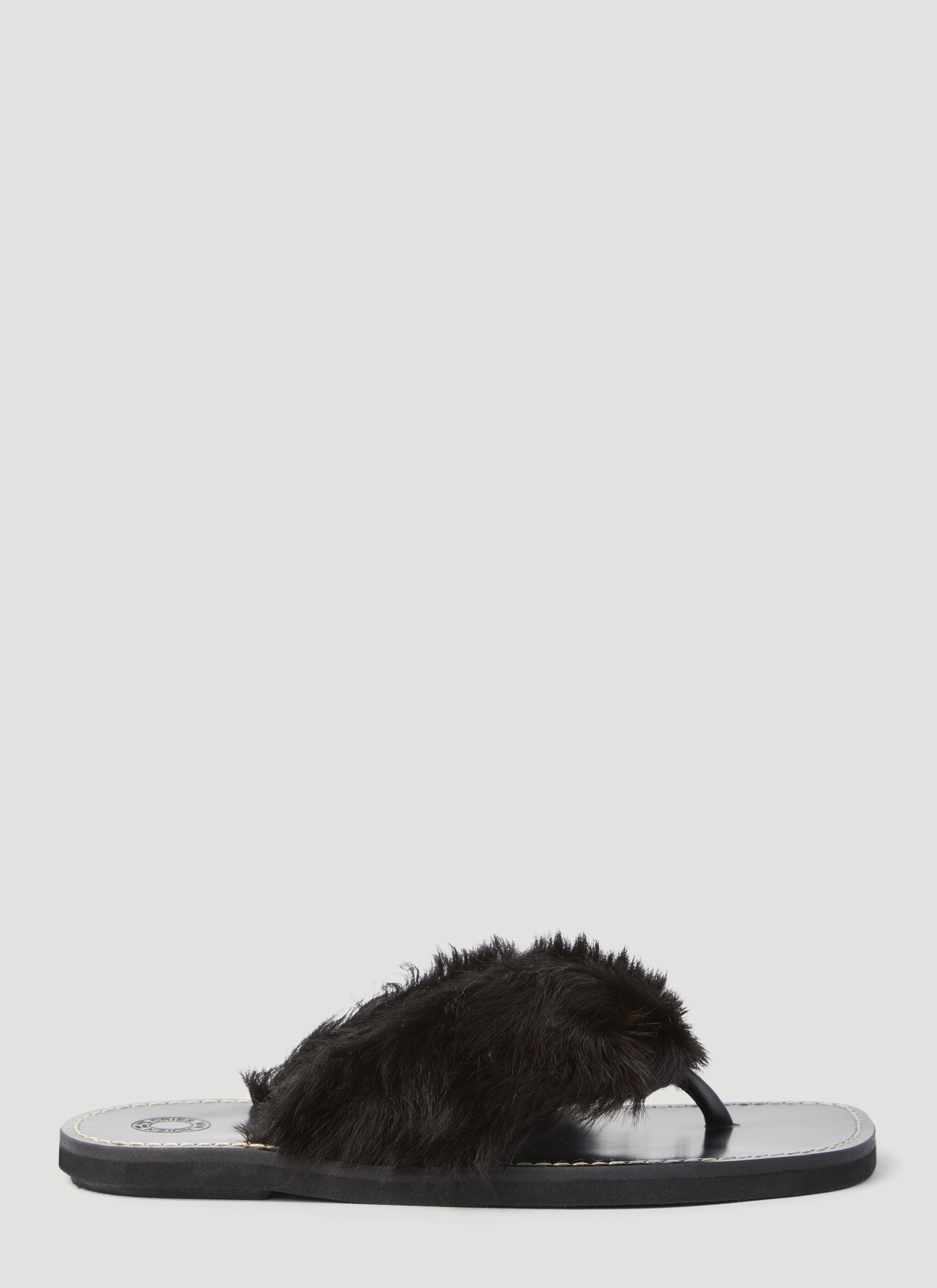 Balenciaga ポニーヘア装飾スライド  ブラック bal0156014