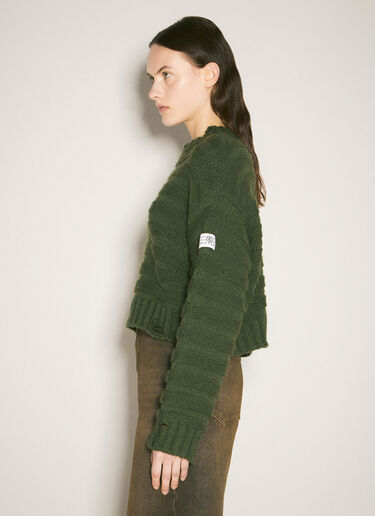 MM6 Maison Margiela Cropped Crewneck Sweater Green mmm0257006