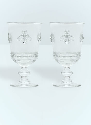 Gucci Set Of Two Bee Wine Glasses White wps0691247