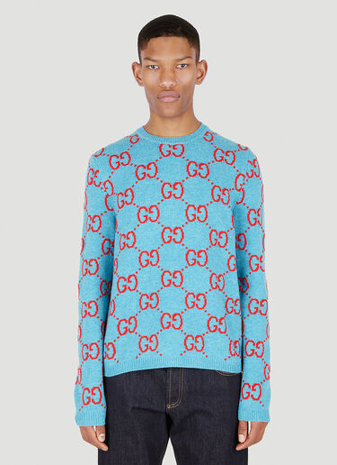 Gucci GG Jacquard Sweater Light Blue guc0147035