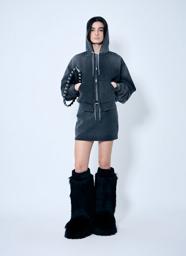Alexander Wang Zip-Up Sweater With Rhinestone Drawstring Grey awg0259017
