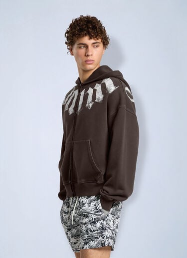 Palm Angels Big Neck Logo Zip Loose Hoodie Brown pma0166282