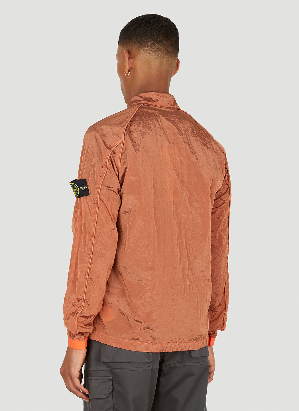 Orange stone island top overshirt