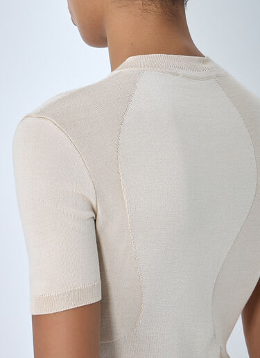 SKIN SERIES Fine Knit Short Sleeve Top Beige sks0264001