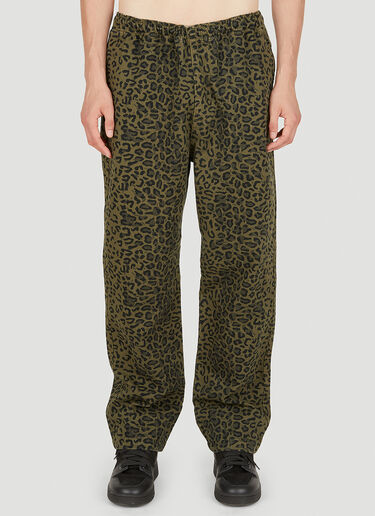 Stüssy Leopard Print Flocked Pants Green sts0348016