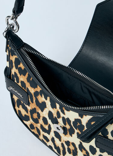 GANNI Small Leopard Bucky Crossbody Bag Brown gan0260028