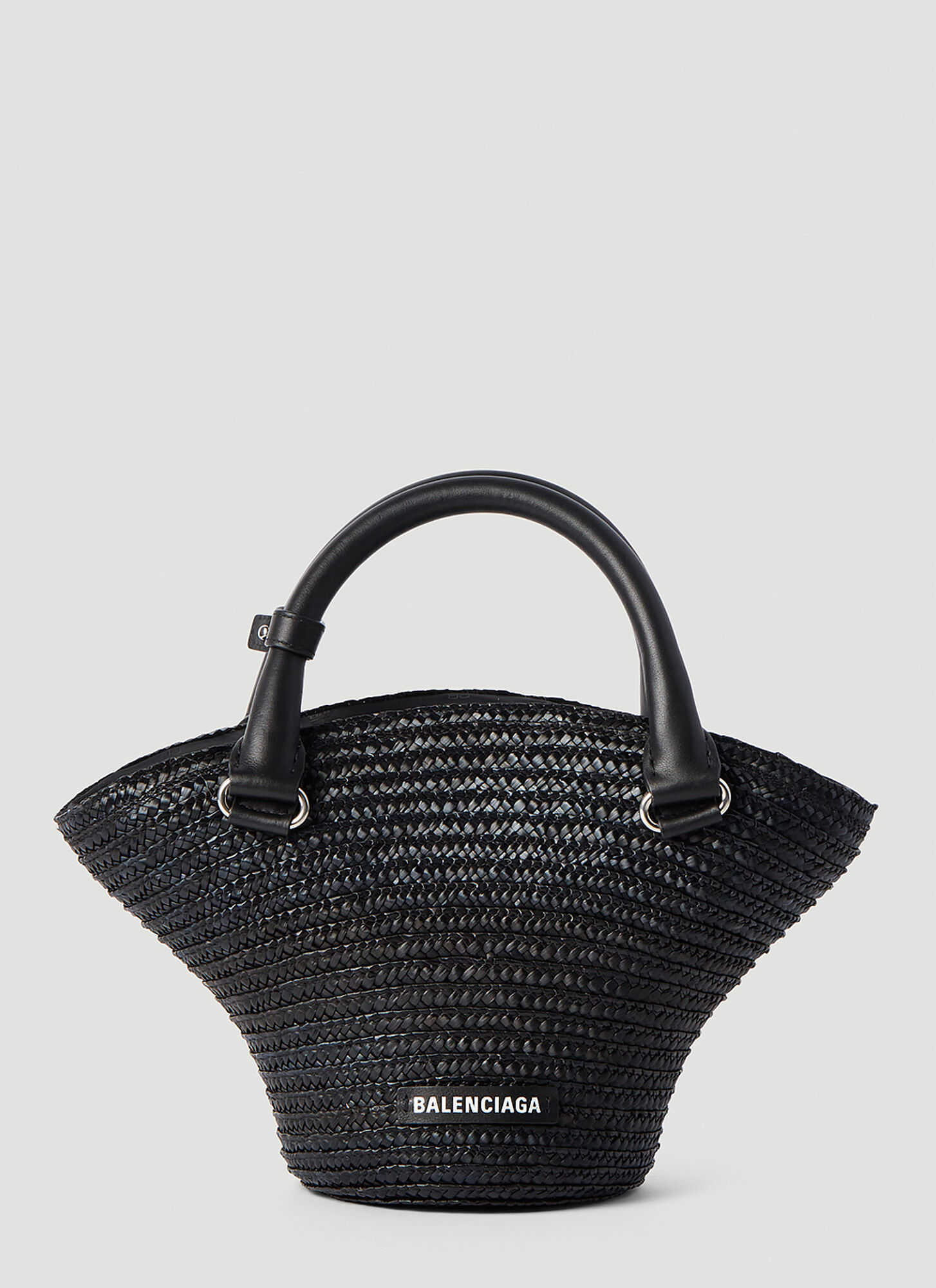 Balenciaga Medium Straw Basket Tote Bag In Black