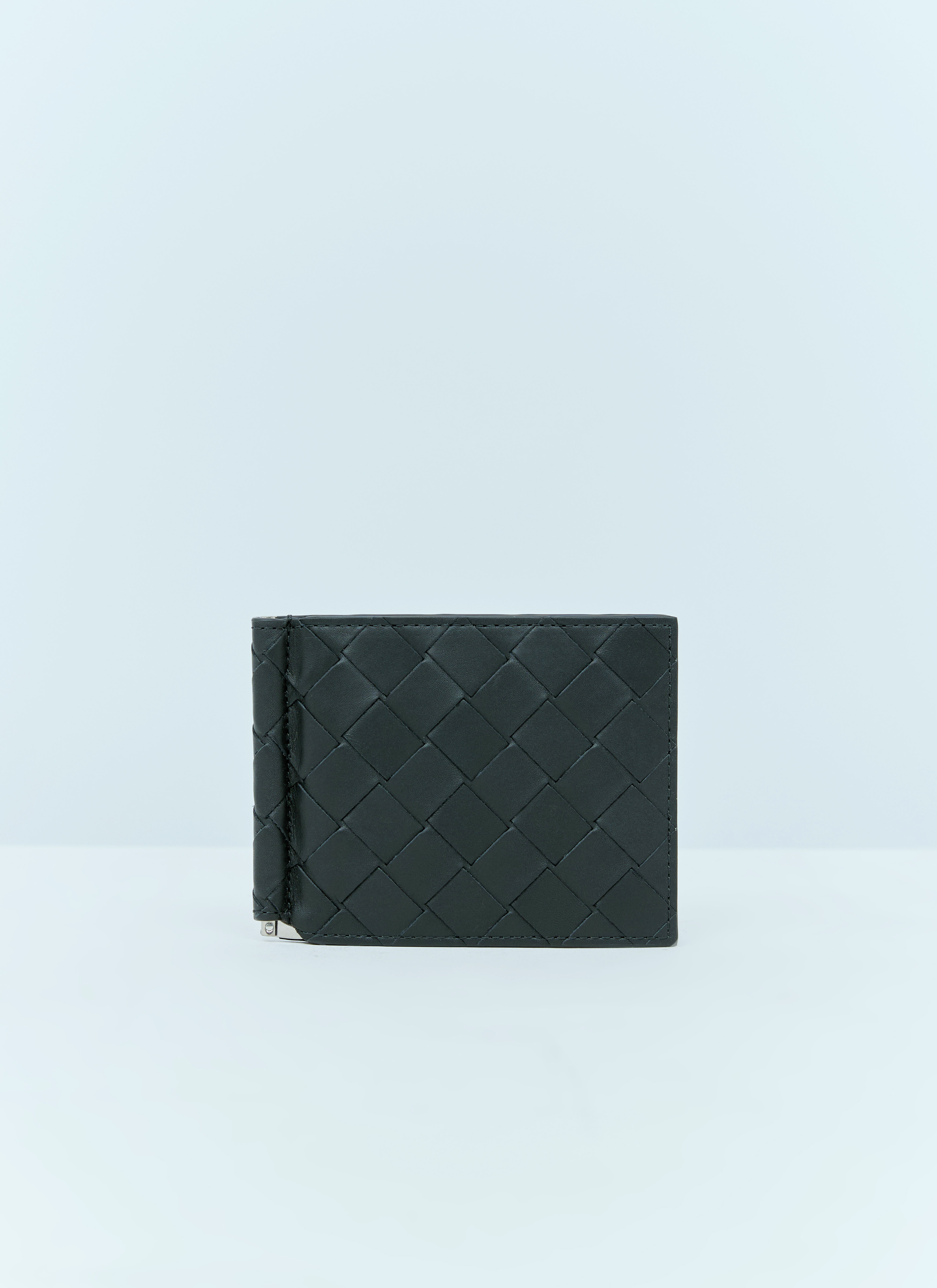 Saint Laurent Intrecciato Bill Clip Leather Wallet Black sla0154047