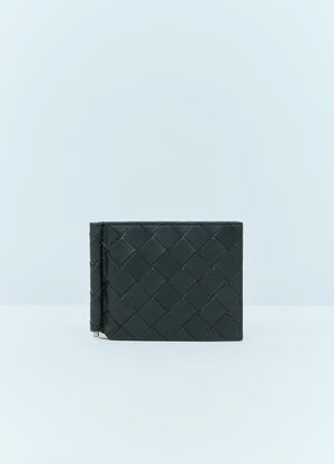 Saint Laurent Intrecciato Bill Clip Leather Wallet Black sla0154047
