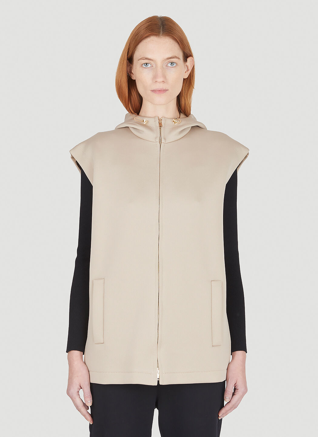 Women's sleeveless hooded sweatshirt top