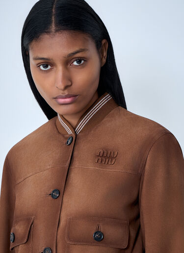 Suede Bomber Jacket Miu Miu Suede Bomber Jacket Brown miu0263004