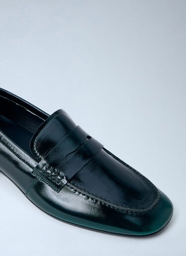 Dries Van Noten Polished Leather Loafers Green dvn0263025