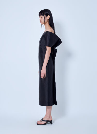 LN-CC® - Jil Sander: Off-Shoulder Midi Dress - Black Jil Sander Off-Shoulder Midi Dress Black jil0266019