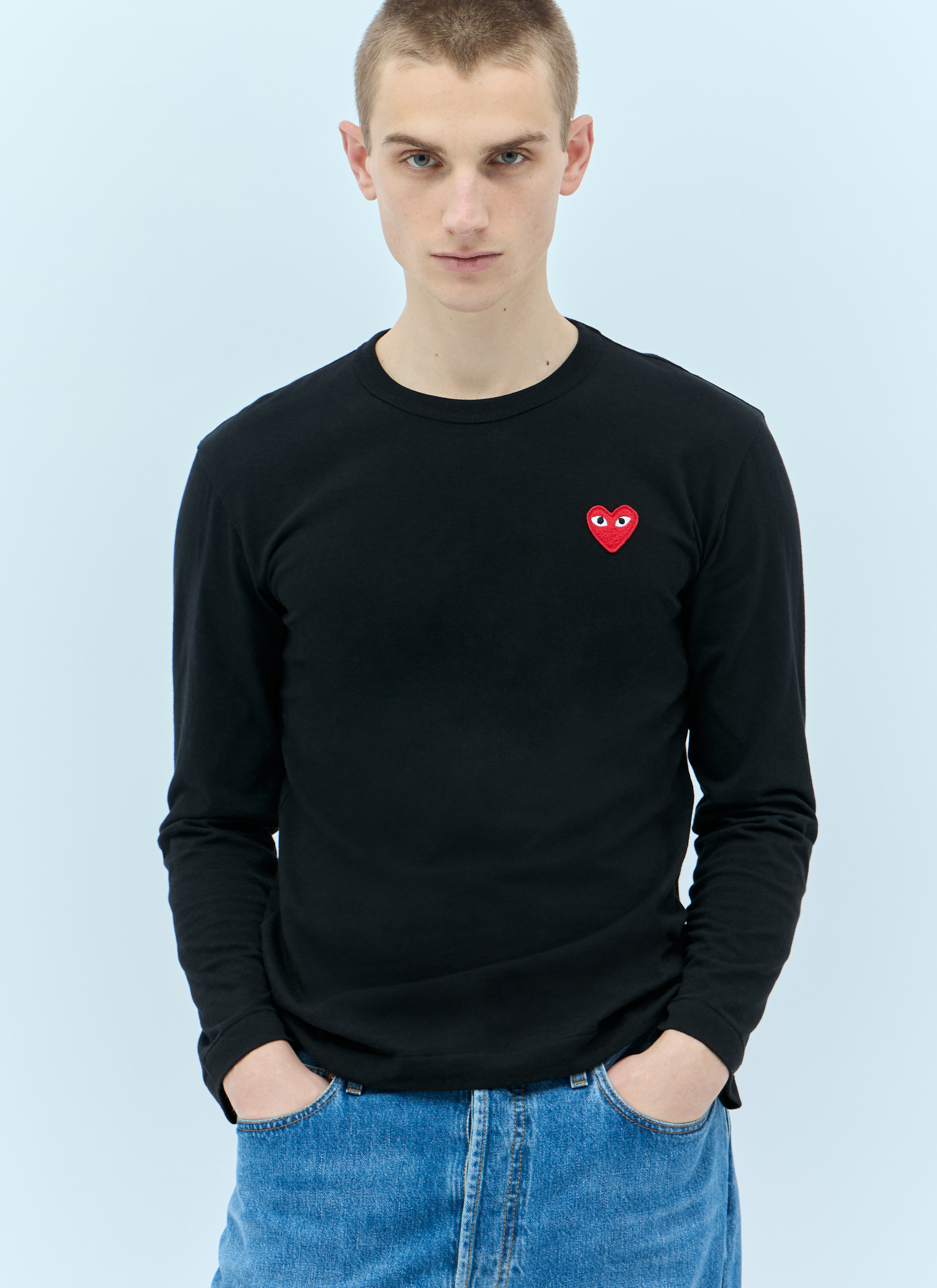 Comme Des Garçons PLAY ロゴパッチ ロングスリーブTシャツ  ブラック cpl0356001