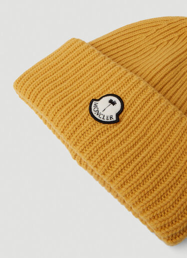 8 Moncler Palm Angels Logo Patch Beanie Hat Yellow mpa0351006