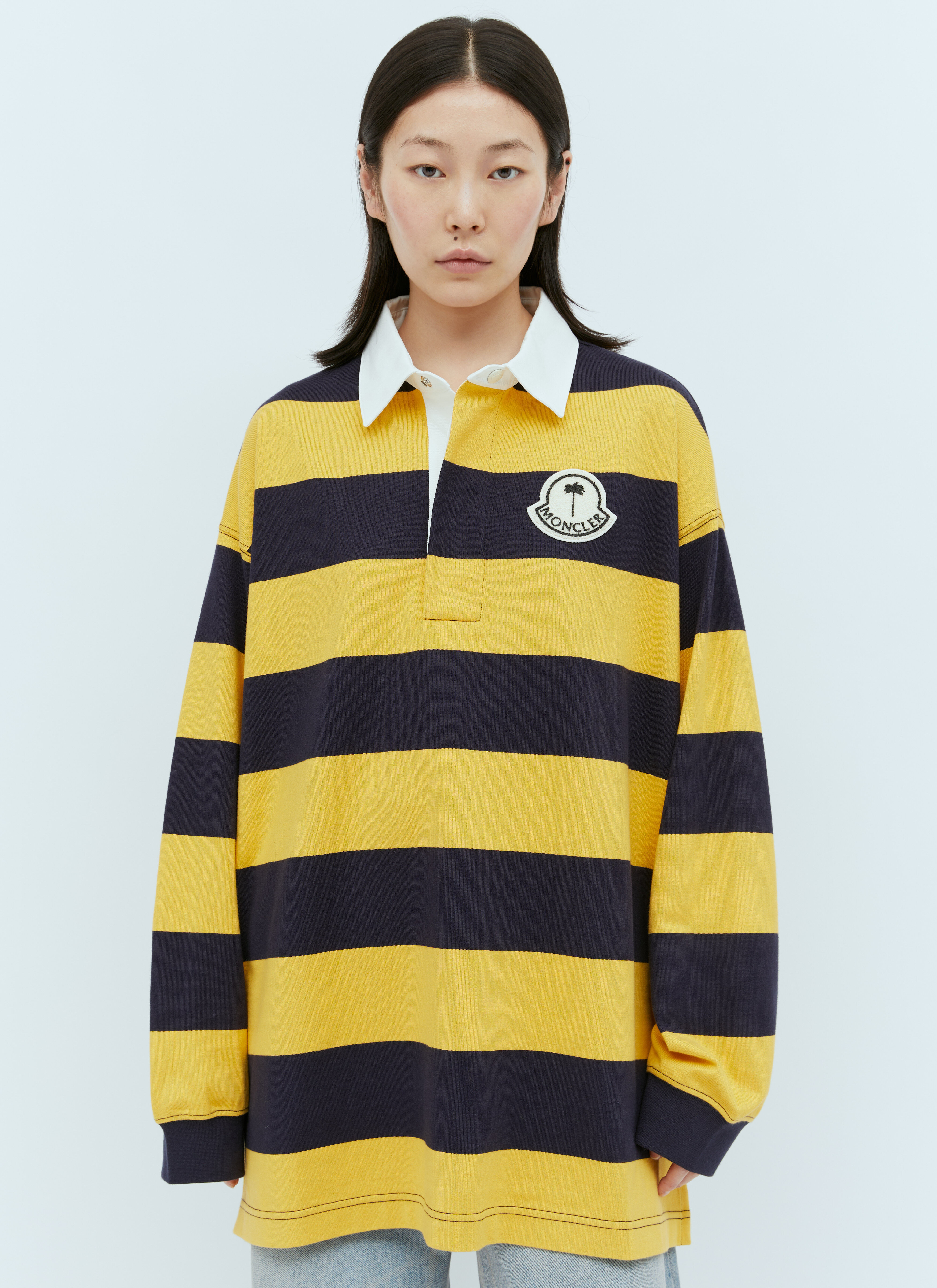 Moncler + Rick Owens 条纹徽标贴饰 Polo 衫  米色 mcs0355011