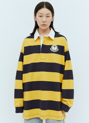 Moncler x Palm Angels 스트라이프 로고 패치 폴로 셔츠  옐로우 mpa0255006