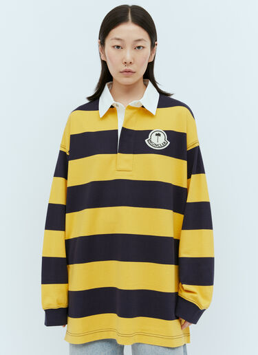 Moncler x Palm Angels Striped Logo Patch Polo Shirt Yellow mpa0255006