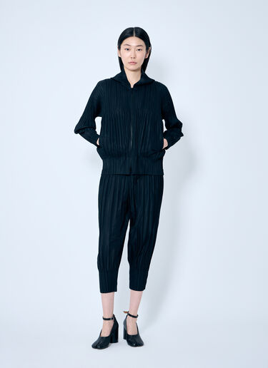 Pleats Please Issey Miyake 후드 주름 집업 탑  블랙 plp0259022