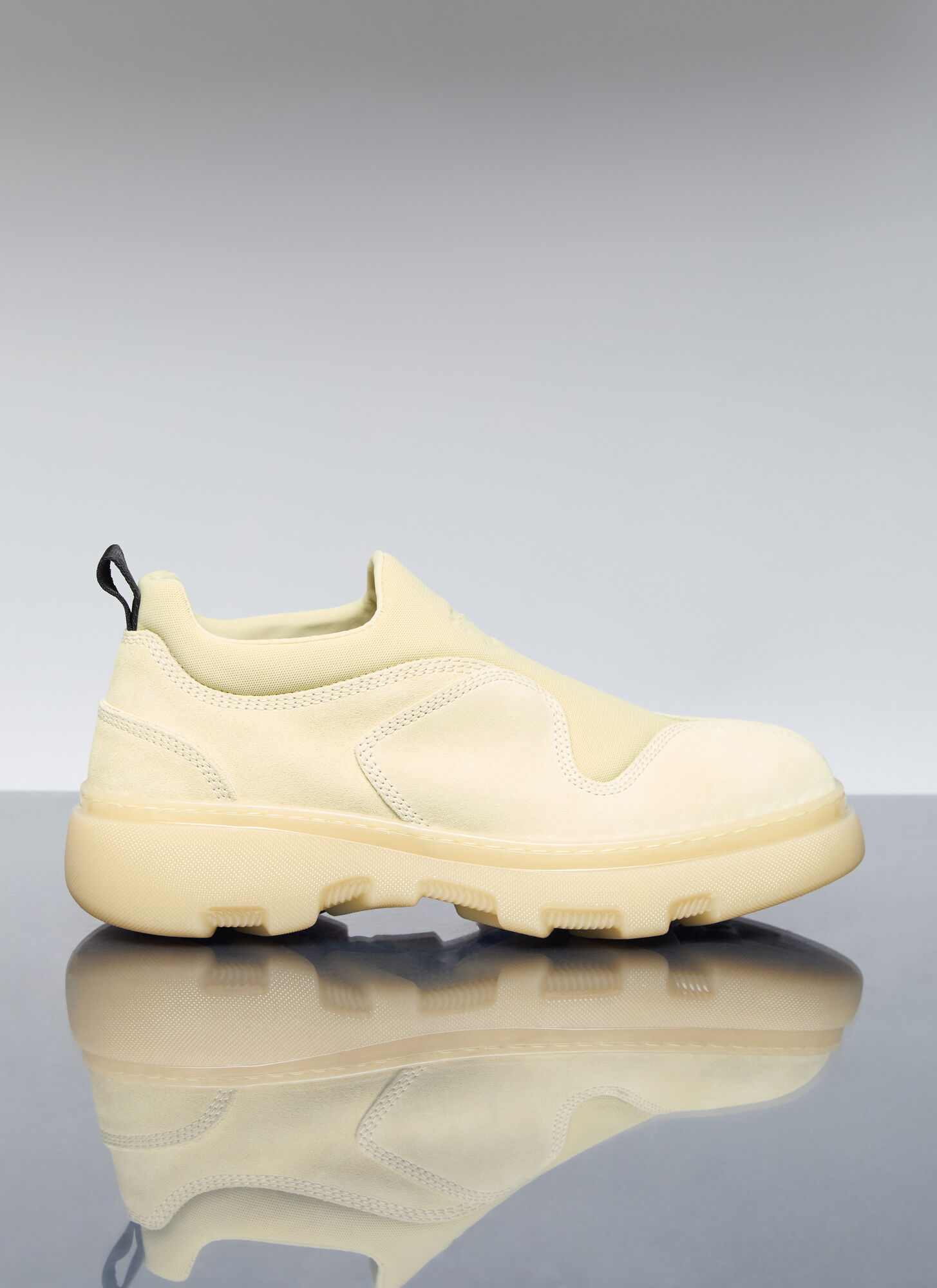 Shop Burberry Suede Foam Sneakers In Yellow