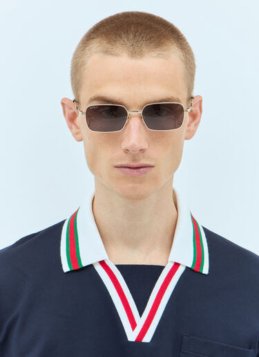 Gucci 矩形框太阳镜  金色 gus0156006