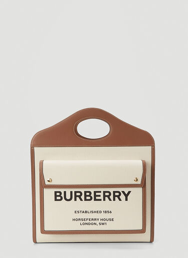 Burberry Medium Two-Tone Pocket Handbag Beige bur0243119