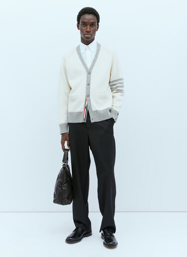 Thom Browne Four-Bar Jersey Stitch Cardigan Cream thb0153007