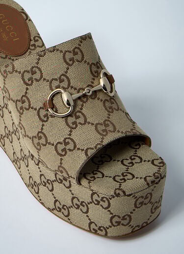Gucci Horsebit Wedge Sandals Beige guc0259047