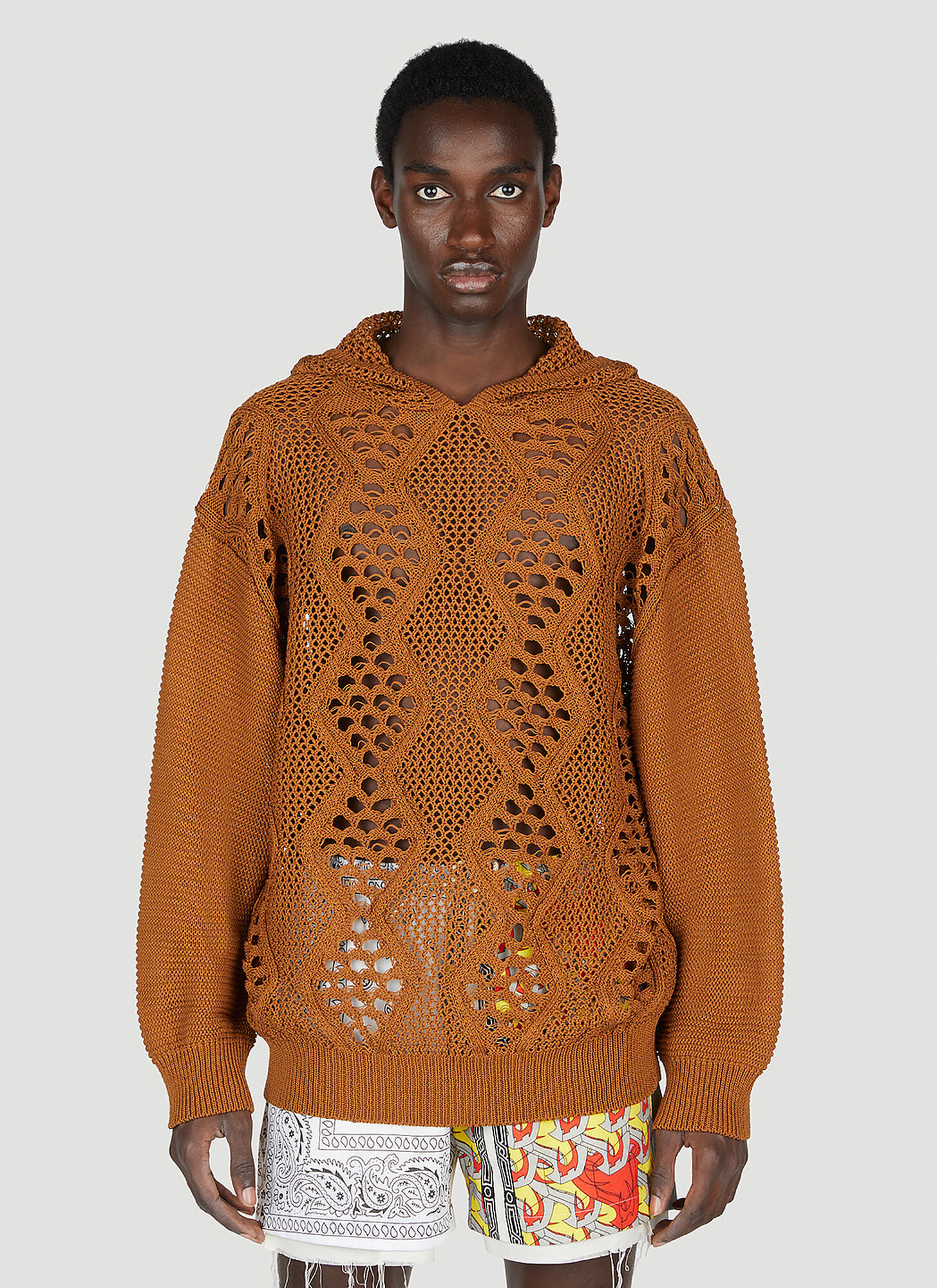 Children Of The Discordance Knit Hooded Sweater Male Brown
