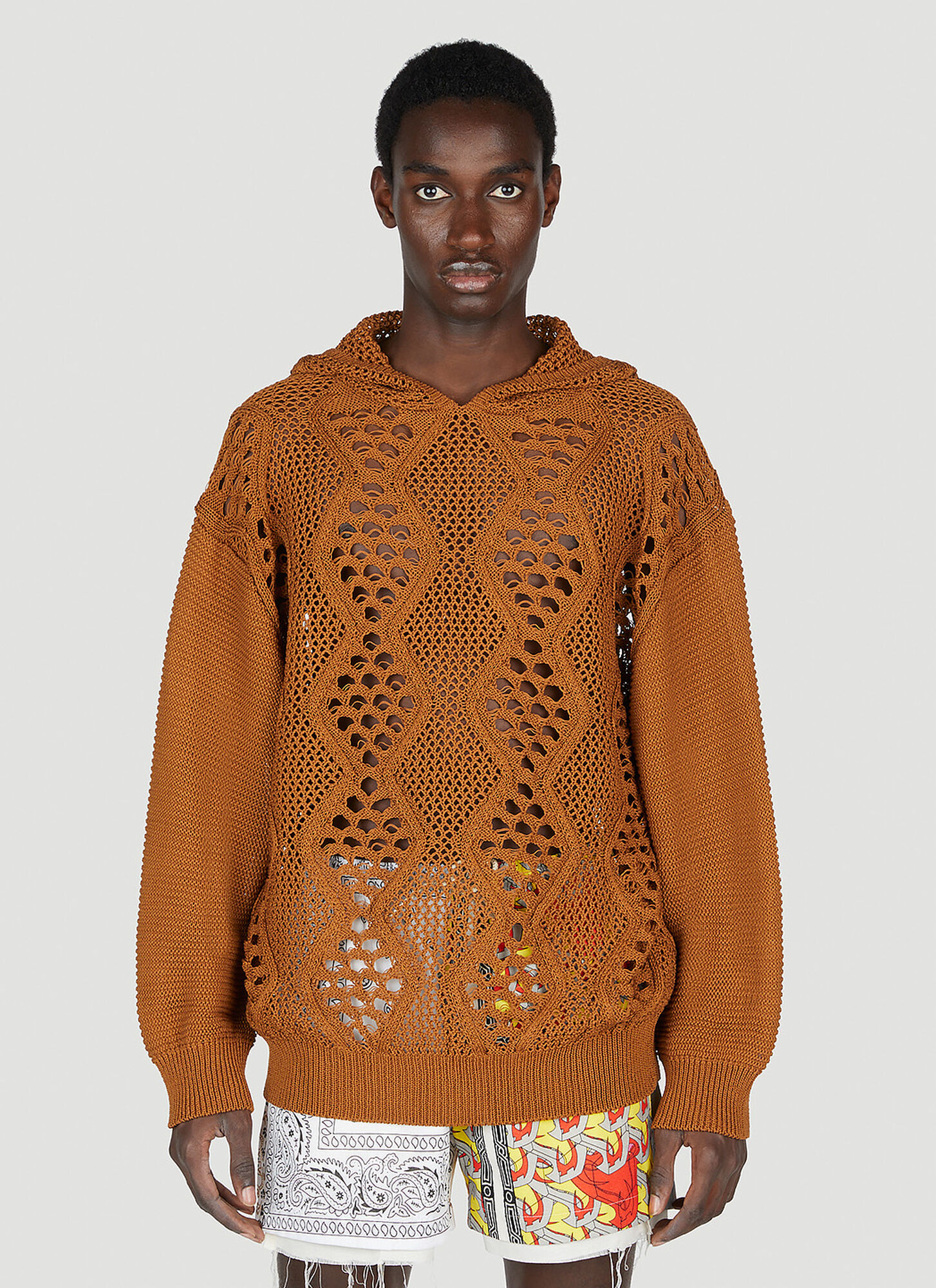 Shop Children Of The Discordance Knit Hooded Sweater In Brown