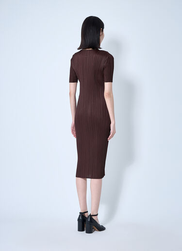 Pleats Please Issey Miyake Pleated Midi Dress Brown plp0260015