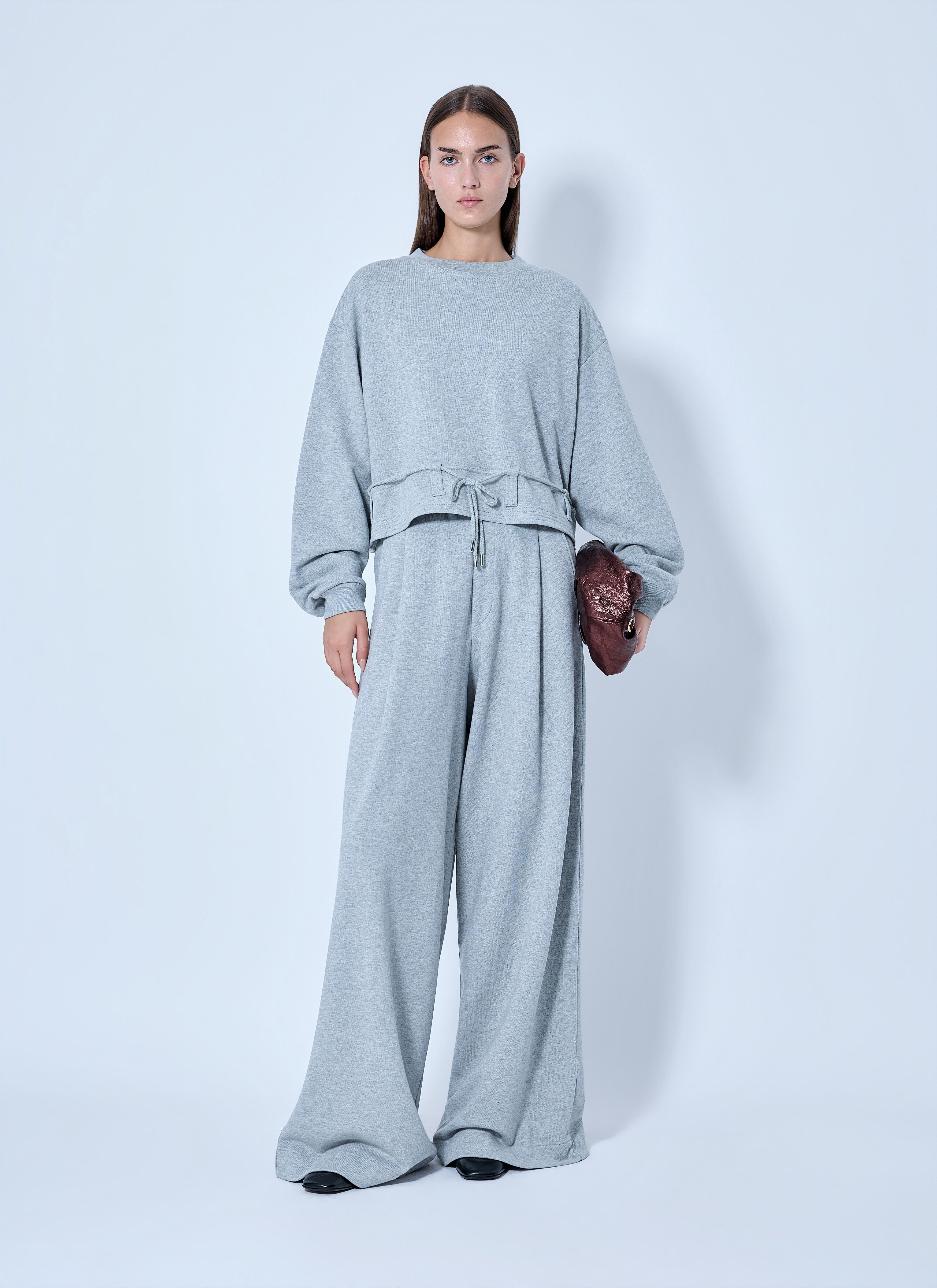 Dries Van Noten Women's' Wide-Leg Drawstring Trousers in Grey | LN-CC®