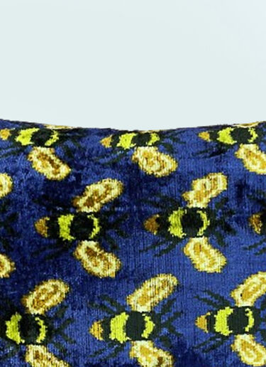 Les-Ottomans Bees Velvet Cushion Blue wps0691526