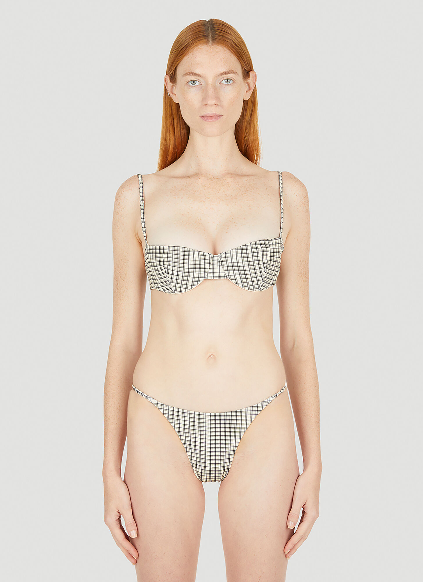 Ziah Bardot Balcony Bikini Top In Grey