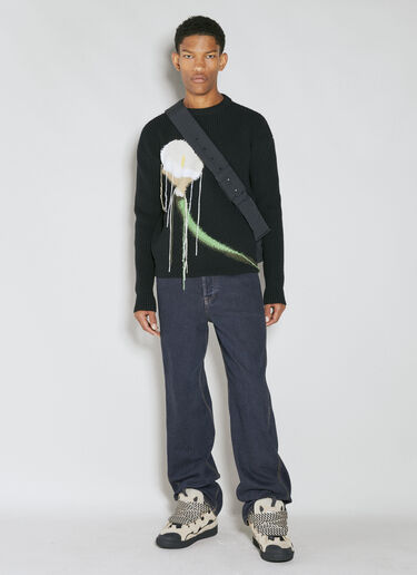 Intarsia Wool Knit Sweater Lanvin Intarsia Wool Knit Sweater Black lnv0154002