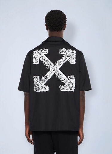 LN-CC® - Off-White: Scribble Arrow Poplin Bowling Shirt - Black Off-White Scribble Arrow Poplin Bowling Shirt Black ofw0162037