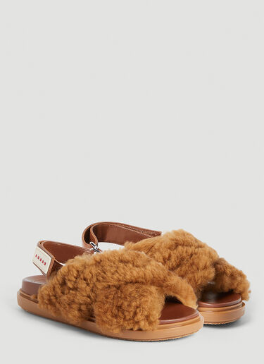 Marni Fussbett Shearling Sandals Brown mni0253042